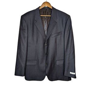 Lubiam Mens All Virgin Wool Blazer Size 46R Black Sport Coat Jacket Italy EU 56R